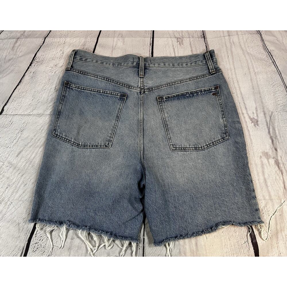 Madewell Baggy Bermuda Denim Shorts Women 30 Distressed Raw Hem High Rise - Picture 2 of 7